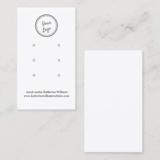 White Three Earring Display Kaart |Voeg uw Logo to Visitekaartje (Voorkant / Achterkant)