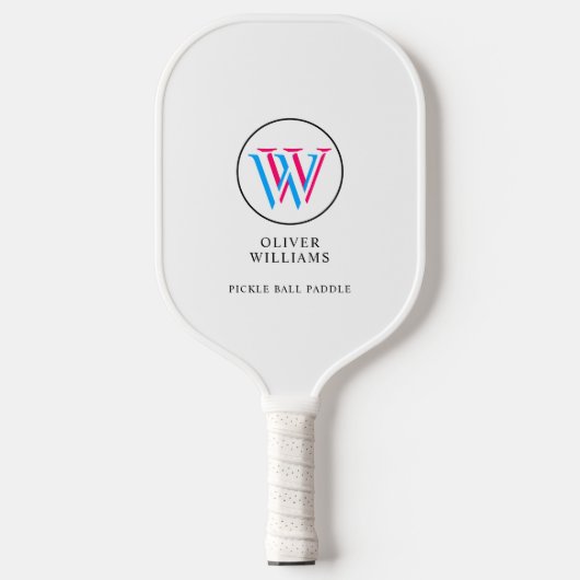 White Three Layers Initiaal Pickleball Paddle (Voorkant)