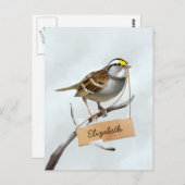 White Throated Sparrow Pas Naam aan Briefkaart (Voorkant / Achterkant)