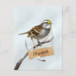 White Throated Sparrow Pas Naam aan Briefkaart