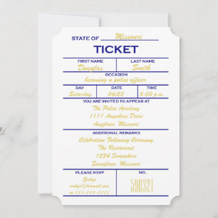 White Ticket Politie Graduatie Uitnodigingen