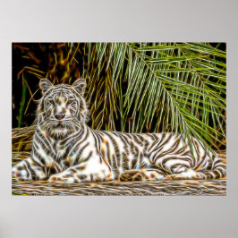 White Tiger Abstract afdrukken Poster