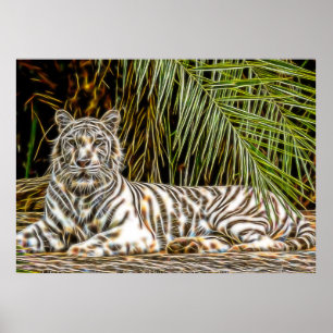 White Tiger Abstract afdrukken Poster