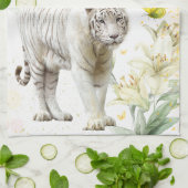 White Tiger and Lilies Stardust Theedoek (Gevouwen)