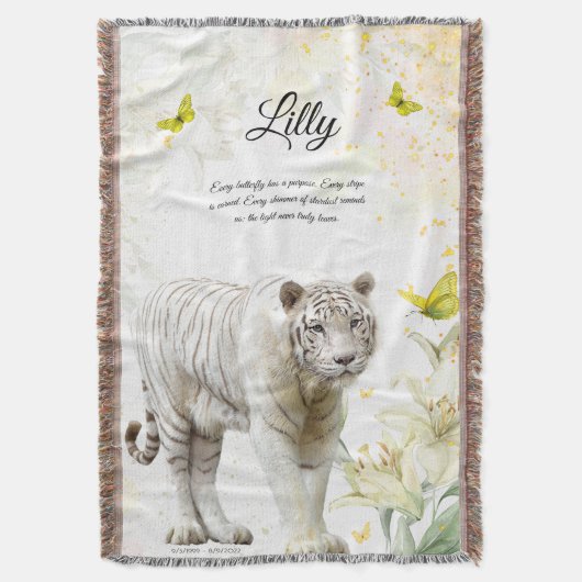 White Tiger and Lilies Throw Blanket Deken (Voorkant Verticaal)