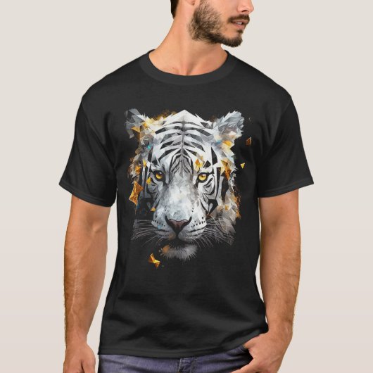 White Tiger - Art Animal Motif Tiger T-shirt (Voorkant)