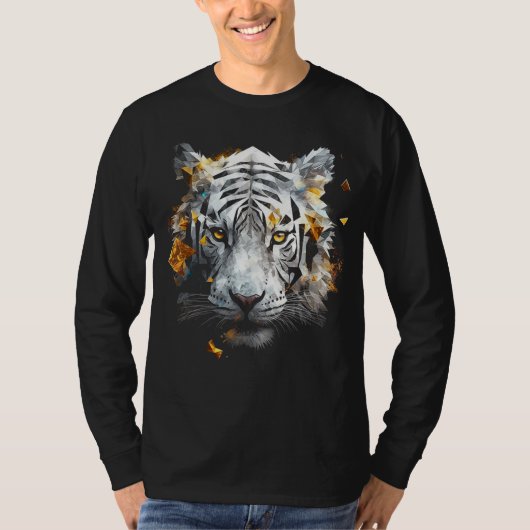 White Tiger - Art Animal Motif Tiger T-shirt (Voorkant)