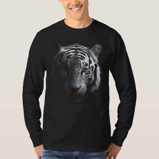 White Tiger Artwork - Mandala Animal Art Tiger T-shirt (Voorkant)