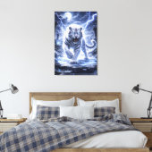 White Tiger Ascension – Celestial Guardian | Man J Canvas Afdruk (Insitu (Slaapkamer))