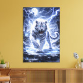 White Tiger Ascension – Celestial Guardian | Man J Canvas Afdruk (Insitu (Woonkamer))