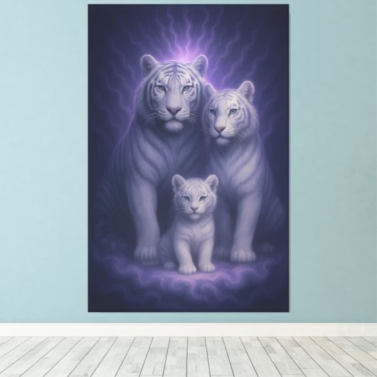 White Tiger Ascension – Celestial Lineage | ManJia Canvas Afdruk (Insitu (Houten vloer))