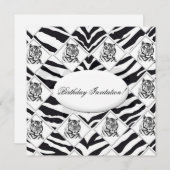 White Tiger Birthday Invitation Kaart (Voorkant / Achterkant)