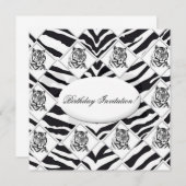 White Tiger Birthday Invitation Kaart (Voorkant / Achterkant)