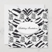White Tiger Birthday Invitation Kaart (Voorkant)