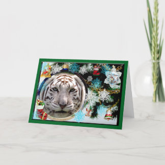 White Tiger Christmas Wenskaart Feestdagen Kaart