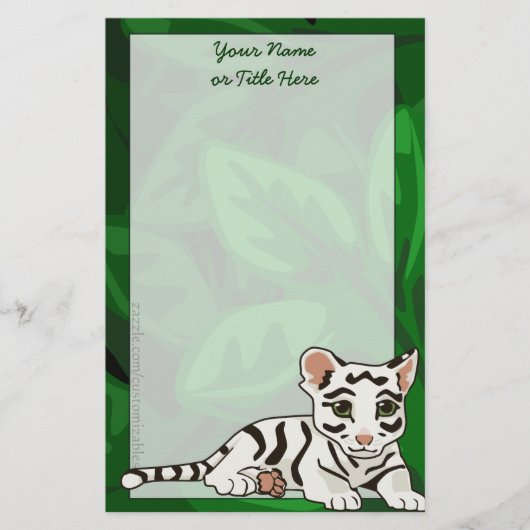 White Tiger Cub Stationery Briefpapier (Voorkant)
