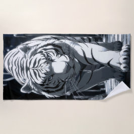 White Tiger Dark Forest Illustration Strandlaken