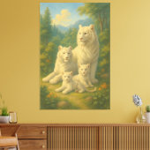 White Tiger • Dawn Forest Ancestral Family | ManJi Canvas Afdruk (Insitu (Woonkamer))