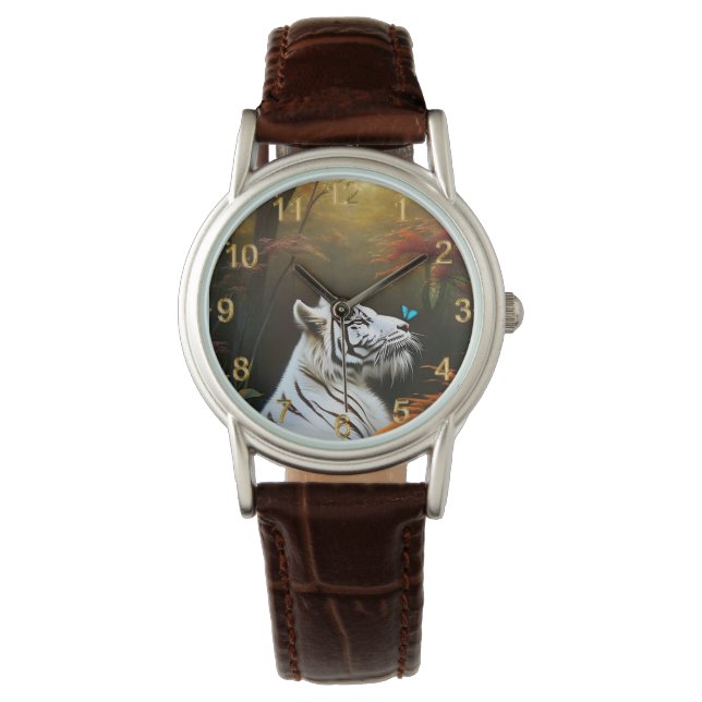 White Tiger die liefdevolle momenten, Dames Watch Horloge (Voorkant)