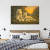 White Tiger • Dusk Forest Family | ManJiangHong Fi Canvas Afdruk (Insitu (Slaapkamer))