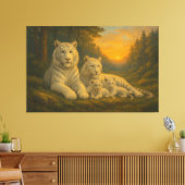 White Tiger • Dusk Forest Family | ManJiangHong Fi Canvas Afdruk (Insitu (Woonkamer))