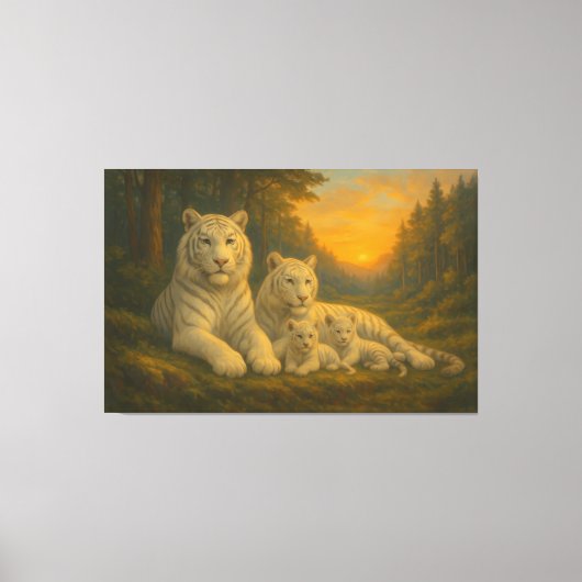 White Tiger • Dusk Forest Family | ManJiangHong Fi Canvas Afdruk (Voorkant)
