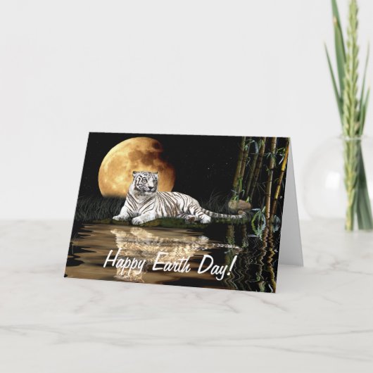 WHITE TIGER Earth Day Bedreigde Soorten Kaart (Voorkant)