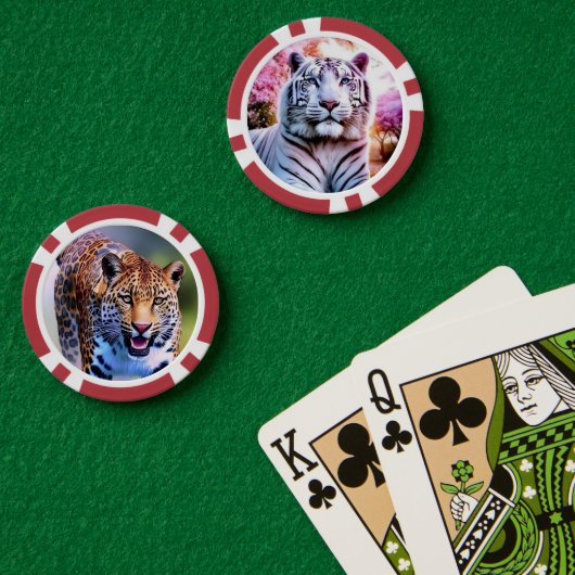 White Tiger en Leopard Poker Chips (Pokertafel (Dubbel))