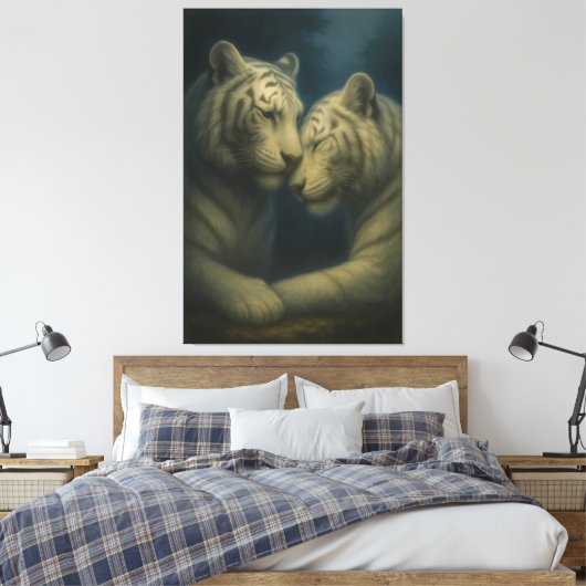 White Tiger – Eternal Affection • Premium Fine Art Canvas Afdruk (Insitu (Slaapkamer))