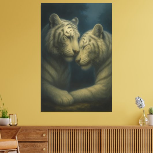 White Tiger – Eternal Affection • Premium Fine Art Canvas Afdruk (Insitu (Woonkamer))
