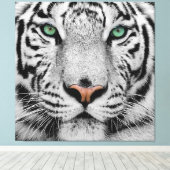 WHITE TIGER FACE CLOSE-UP CANVAS AFDRUK (Insitu (Houten vloer))