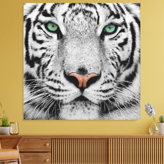 WHITE TIGER FACE CLOSE-UP CANVAS AFDRUK (Insitu (Woonkamer))