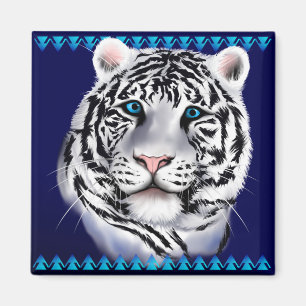 White Tiger Face Magnet