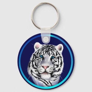 White Tiger Face Sleutelhanger