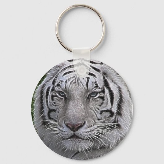 White Tiger Face Sleutelhanger (Voorkant)