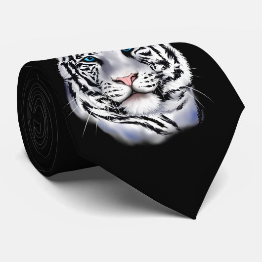 White Tiger Face Stropdas (Opgerold)