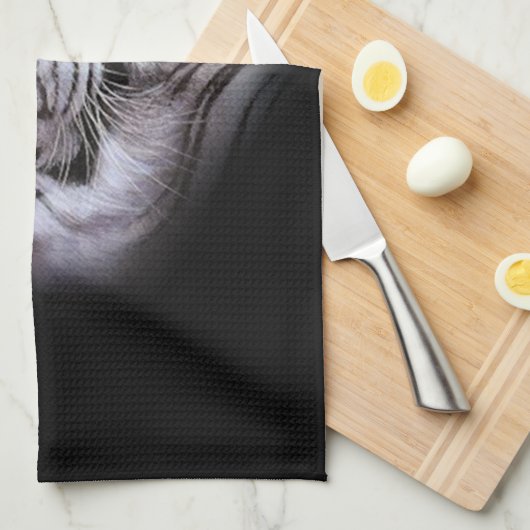 White Tiger Face Theedoek (Quarter Fold)