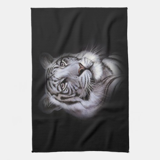 White Tiger Face Theedoek (Verticaal)