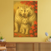 White Tiger Family – Autumn Maple Fine Art Wall Ar Canvas Afdruk (Insitu (Woonkamer))