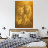White Tiger Family – Fine Art Premium Canvas (Insitu (Slaapkamer))