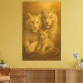 White Tiger Family – Fine Art Premium Canvas (Insitu (Woonkamer))