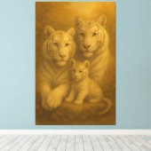 White Tiger Family – Fine Art Premium Canvas (Insitu (Houten vloer))