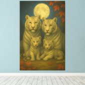 White Tiger Family of Four – Moonlit Autumn Fine A Canvas Afdruk (Insitu (Houten vloer))