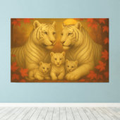 White Tiger Family – Ultra Premium Fine Art Canvas (Insitu (Houten vloer))
