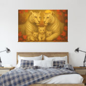 White Tiger Family – Ultra Premium Fine Art Canvas (Insitu (Slaapkamer))