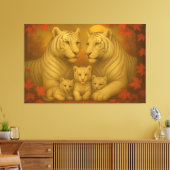 White Tiger Family – Ultra Premium Fine Art Canvas (Insitu (Woonkamer))