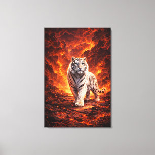 White Tiger Fantasie Kunst   Man Jiang Hong Kunsts Canvas Afdruk
