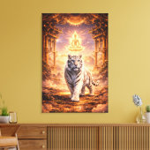White Tiger Fantasy Art | Man Jiang Hong Art Serie Canvas Afdruk (Insitu (Woonkamer))