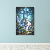 White Tiger Fantasy Art | Man Jiang Hong Art Serie Canvas Afdruk (Insitu (Houten vloer))