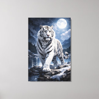 White Tiger Fantasy Art | Man Jiang Hong Art Serie Canvas Afdruk